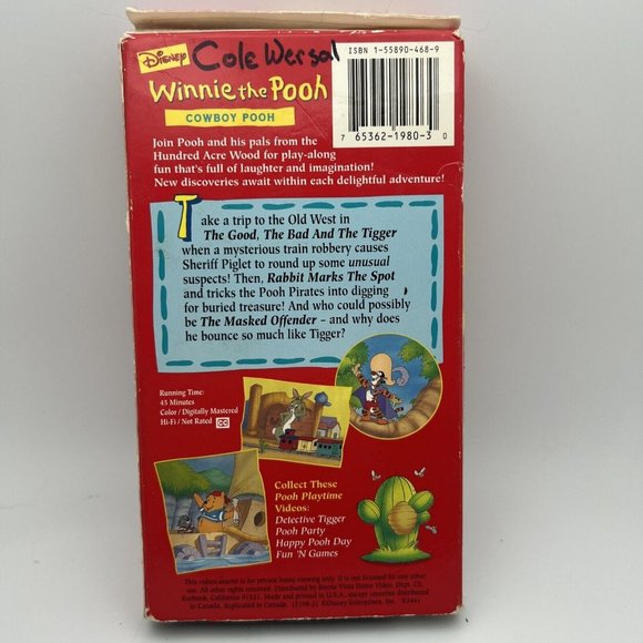 Winnie the Pooh - Pooh Playtime - Cowboy Pooh (VHS, 1994). G9 - Picture 2 of 3